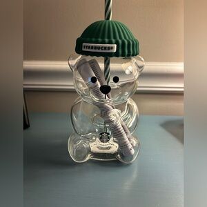 2025 Starbucks Bearista Glass cup with straw. **new** never used